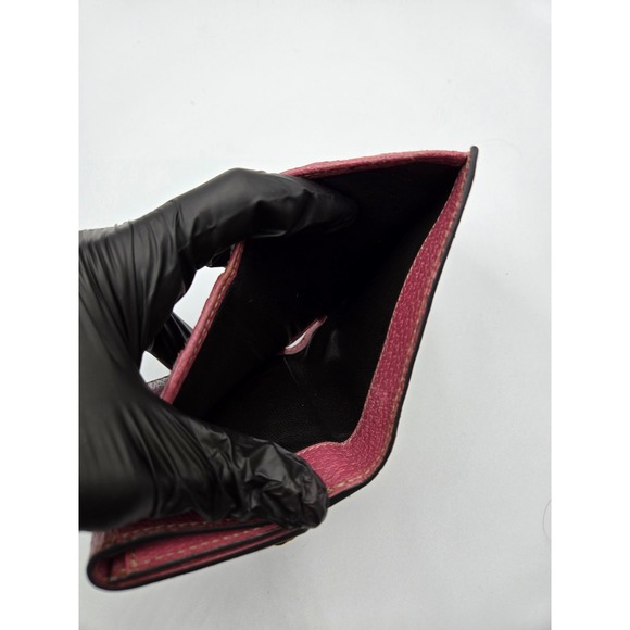 Gucci GG Canvas Pink Leather Trim Trifold Wallet Small Preowned Designer - Picture 4 of 11